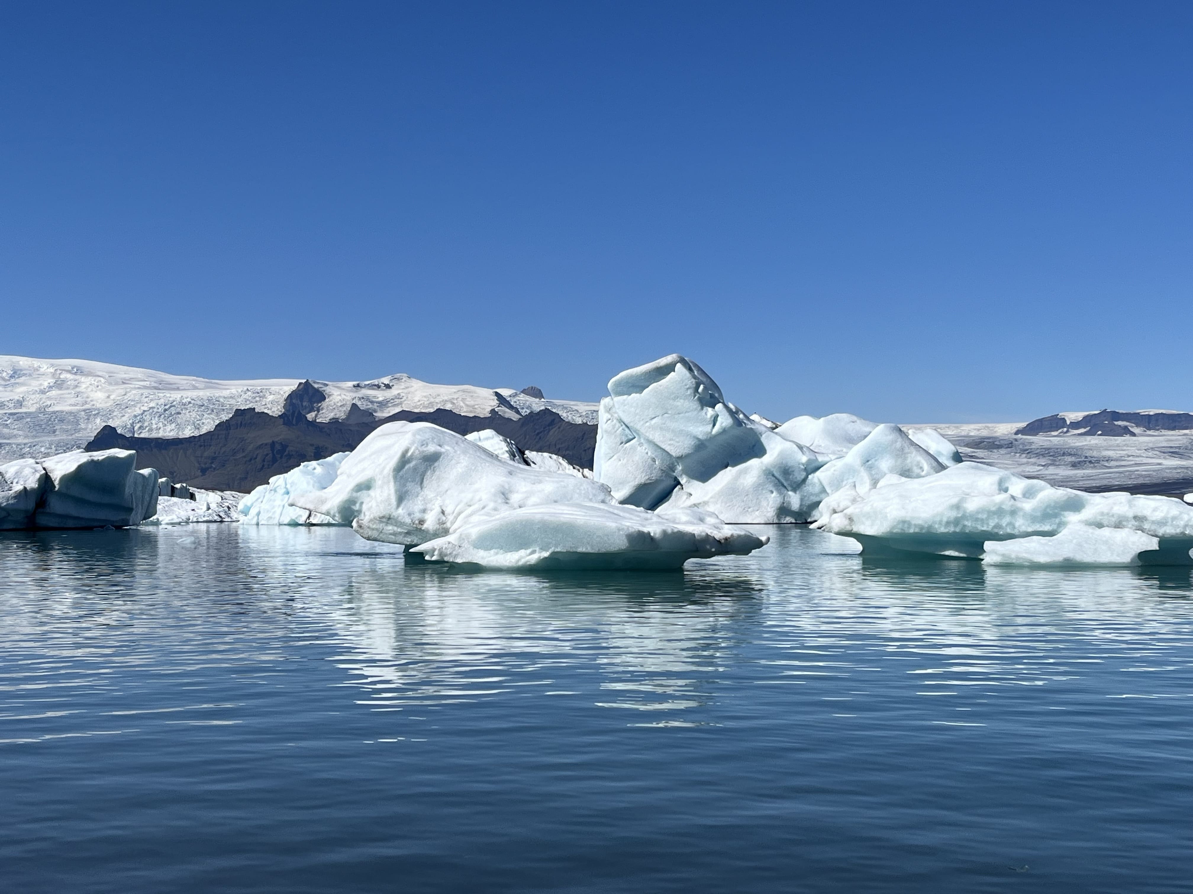 Icebergs floating in Jokulsarlon Glacier Lagoon in Iceland.