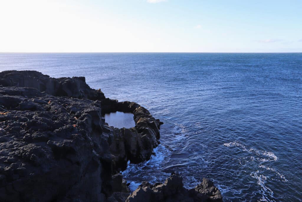 A small rock pool called Brimketill on reykjanes peninsula in Iceland.