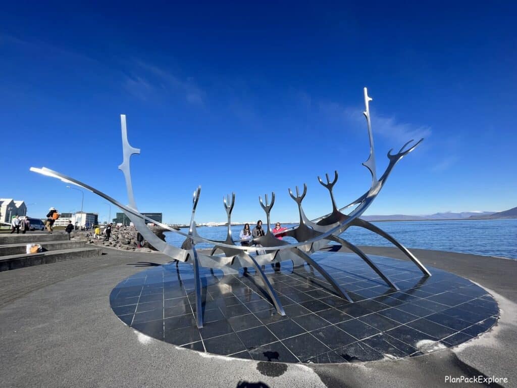 A sun Voyager sculpture in Reykjavik.