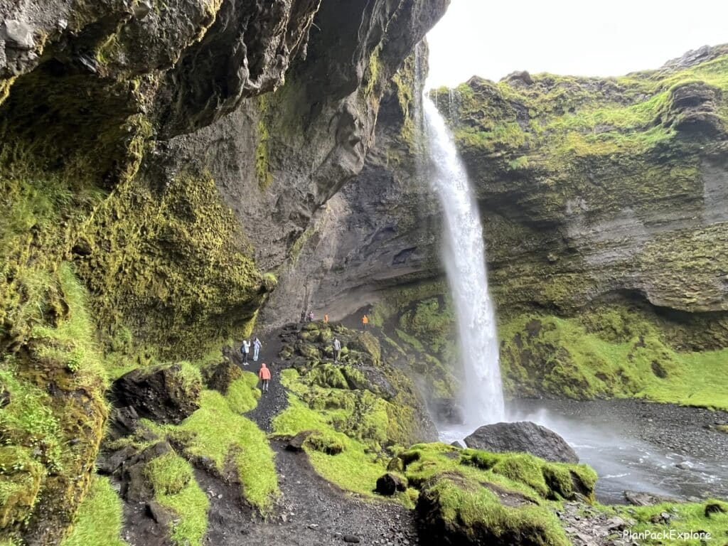 A cave behind Kvernufoss waterfall in South Iceland.