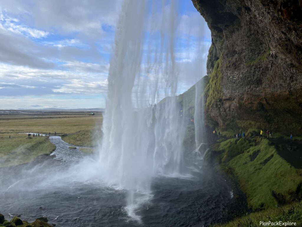 View of the water coming down from Seljalandsfoss waterfall.
