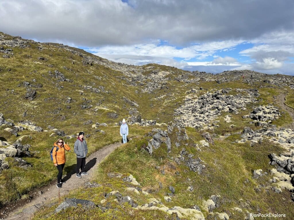The path on the Arnarstapi to Hellnar coastal walk on Sneafellsnes Peninsula in Iceland.