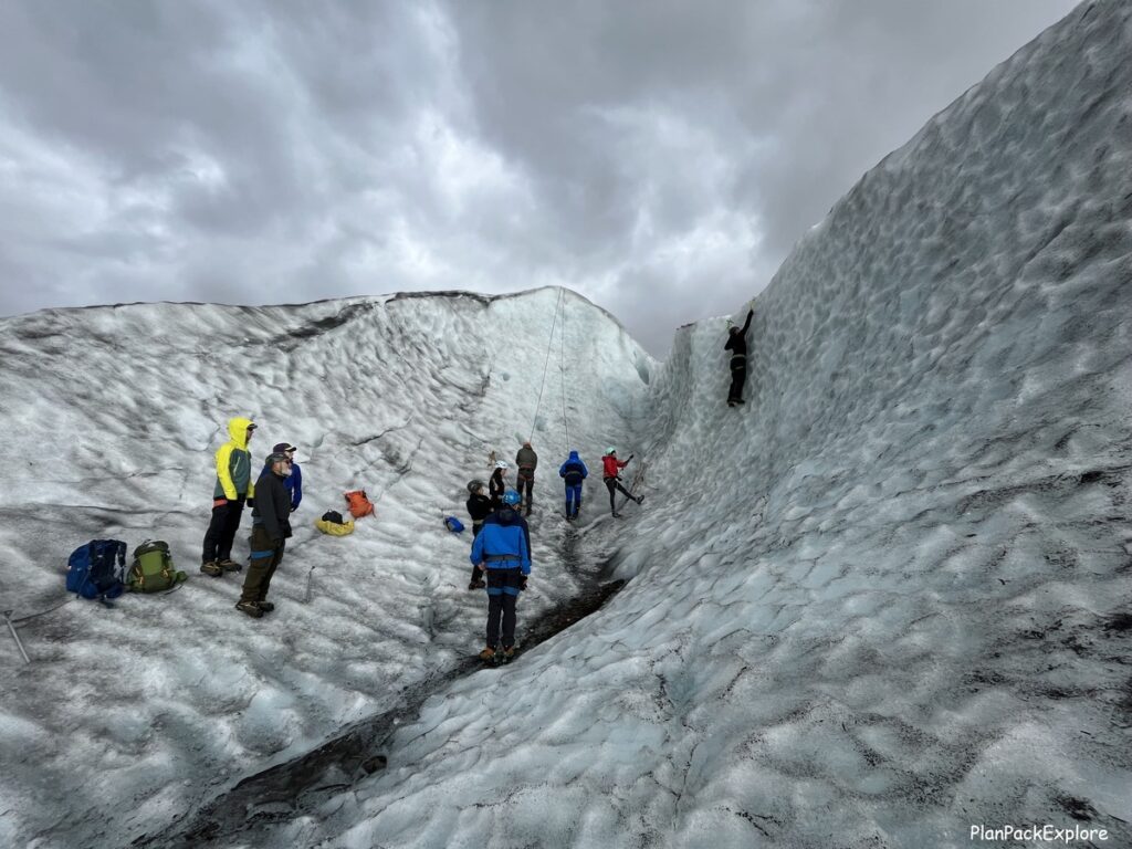 Skaftafellsjokull glacier ice climbing, Iceland.