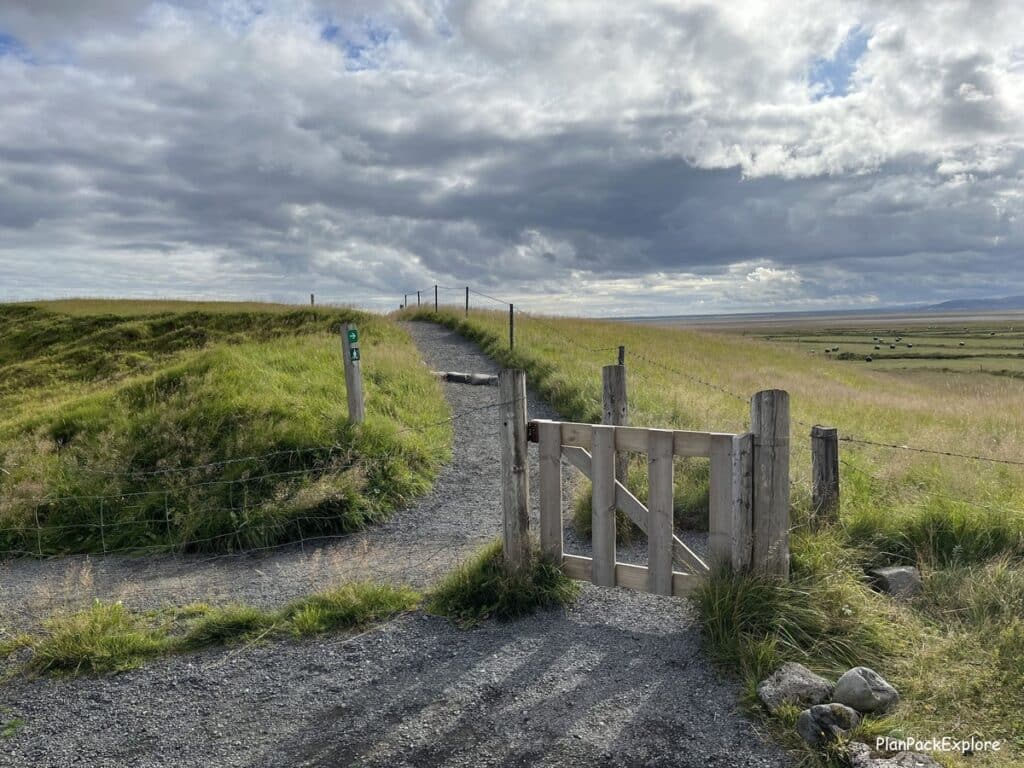 Gate to Dverghamrar Cliffs path.