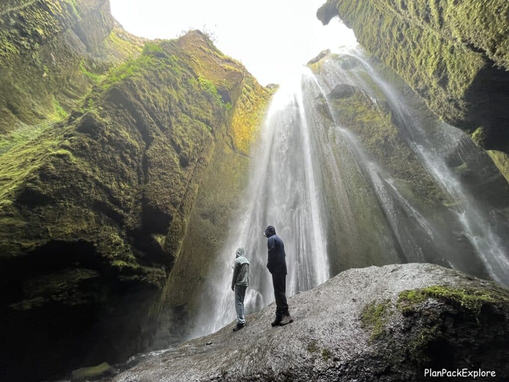 Large boulder inside Gljufrabui Waterfall Canyon.