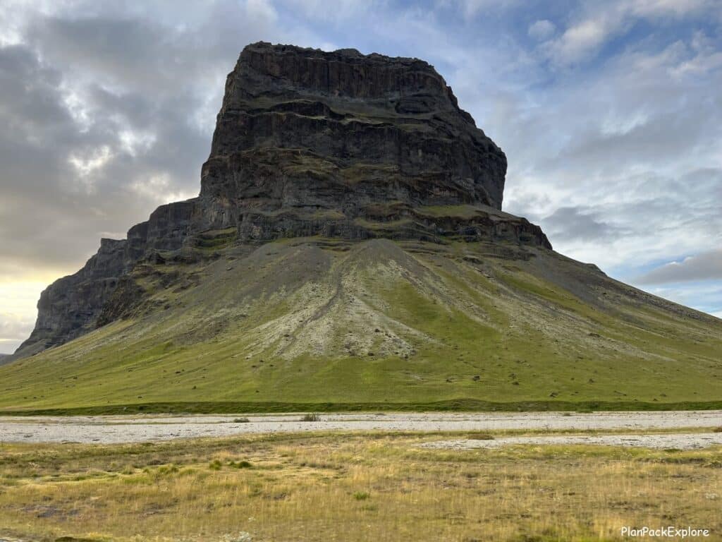 Lomagnupur Mountain in South Iceland - Tall stand-alone mountain with a flat top.