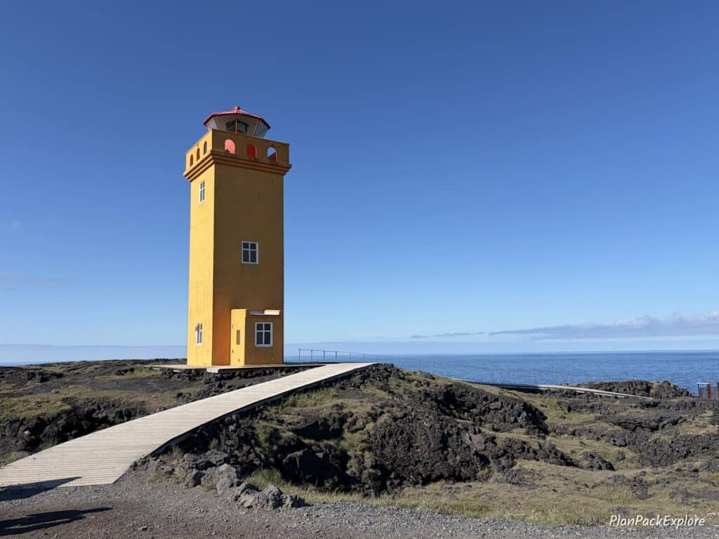 Svortuloft orange lighthouse on Snaefellsnes Peninsula.