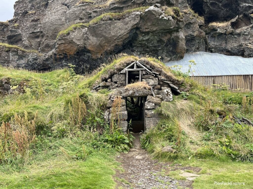 Drangshlíð turf houses in South Iceland.