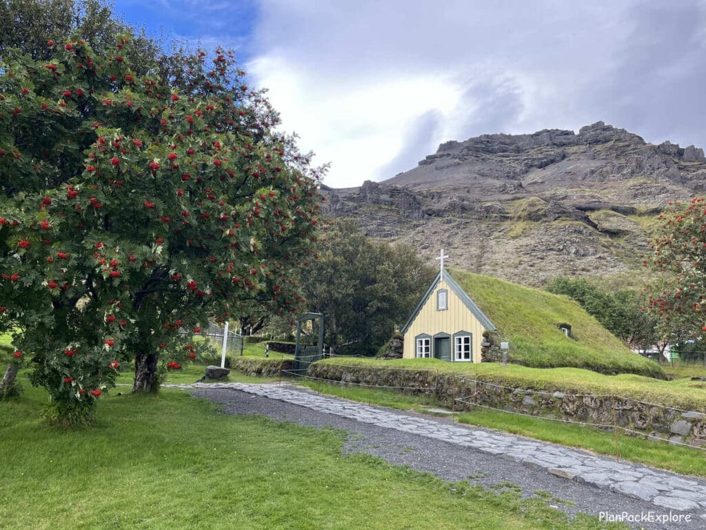 Hofskirkja - a turf church in South Iceland.
