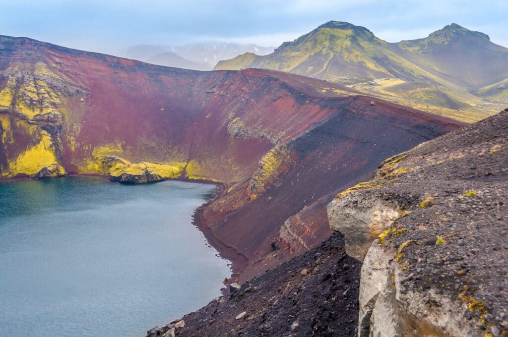 Ljotipollur crater lake on the way to Landmannalaugar, Iceland.