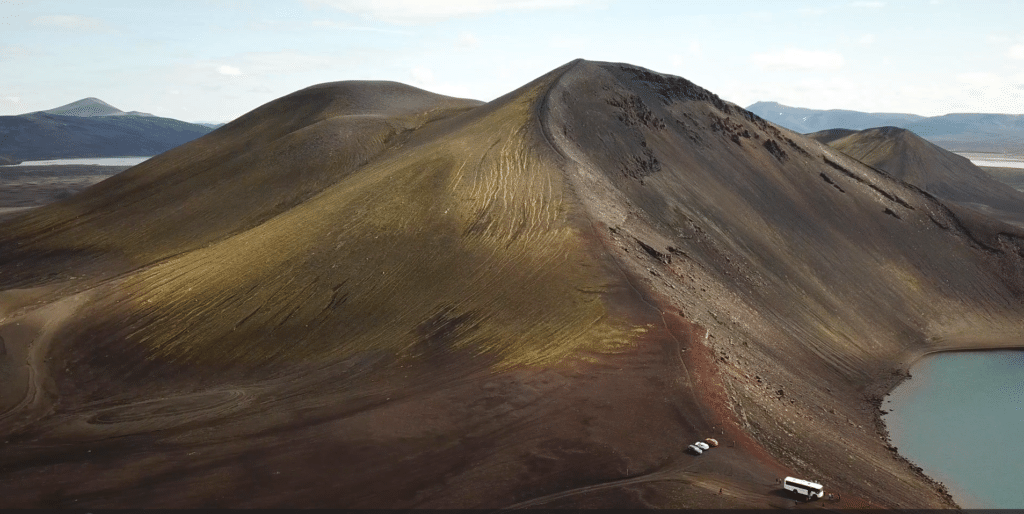 Hnausapollur crater lake viepoint on the way to Landmannalaugar, Iceland.