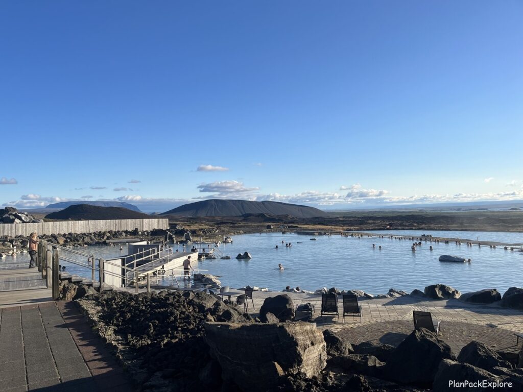 Myvatn Nature Baths in North Iceland - geothermal spa with milky blue water.