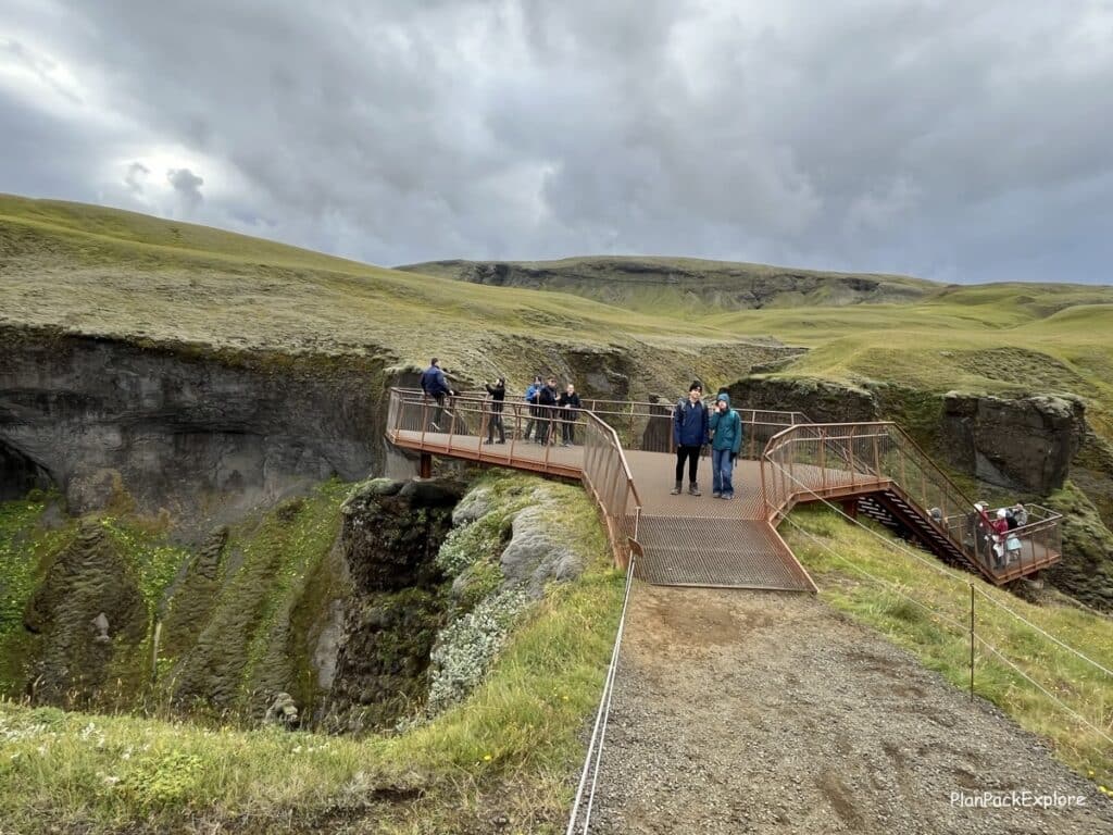 Fjadragljufur Canyon in Southeast Iceland. A viewing platform.