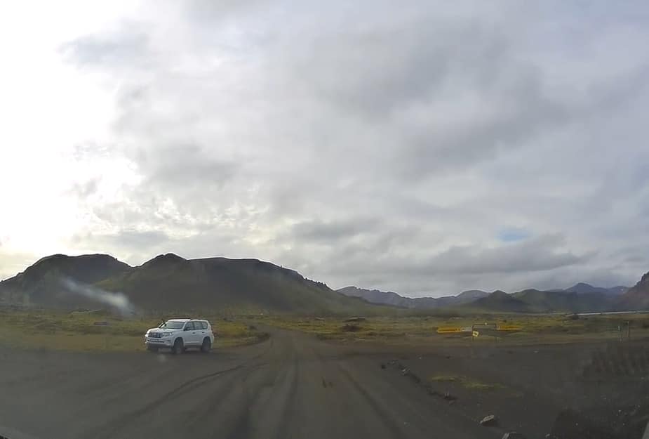 Turn to Ljotipollur viewpoint on the way to Landmannalaugar, Iceland.