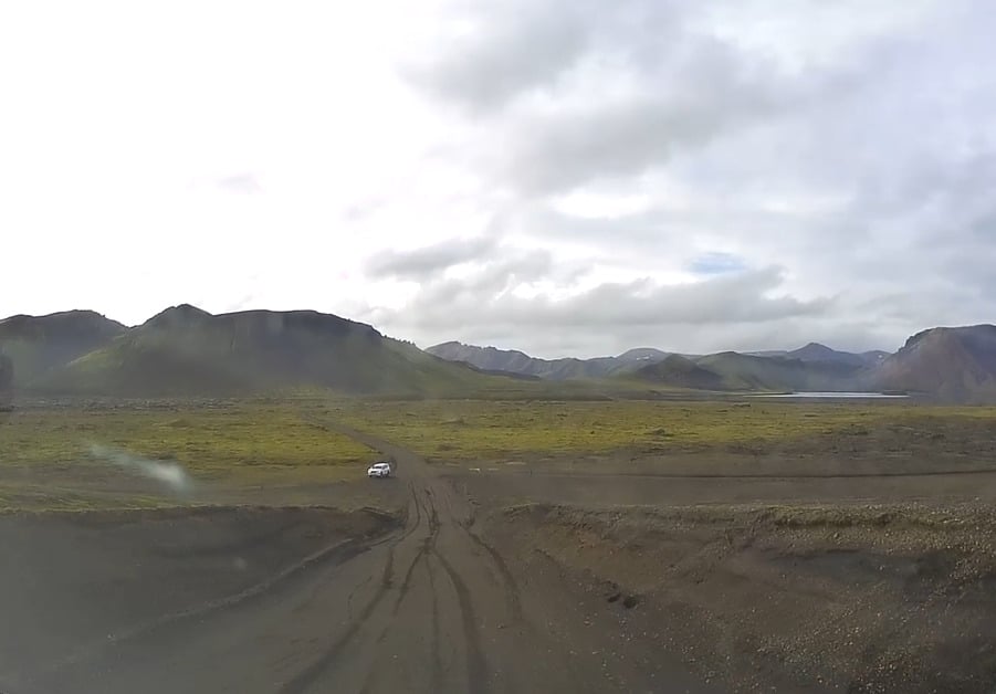Turn to Ljotipollur viewpoint on the way to Landmannalaugar, Iceland.