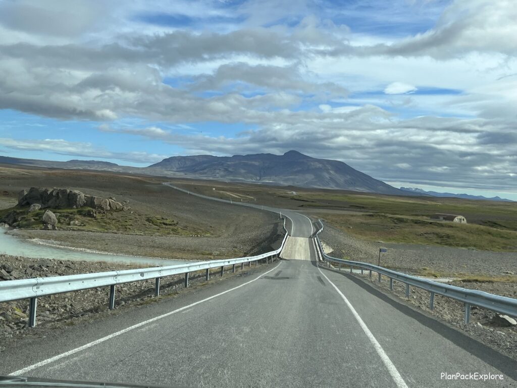 A single-lane bridge in Iceland.