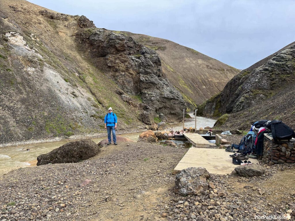 Kerlingarfjoll hot spring - a small natural hot pool in the Highlands in Iceland.