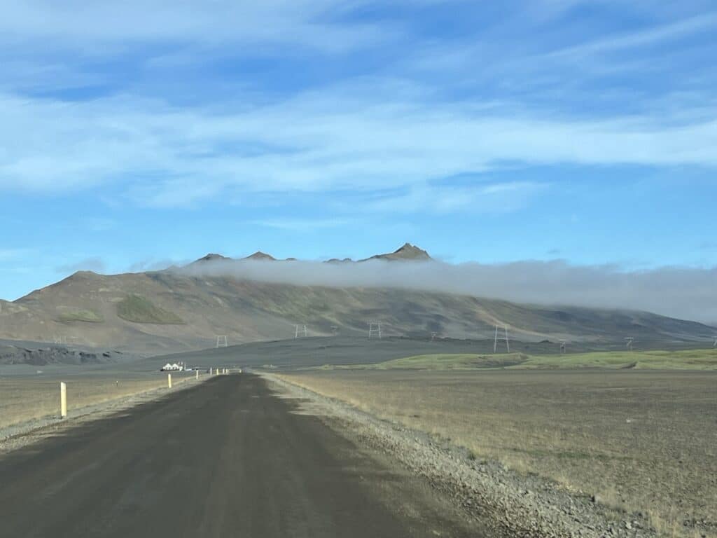 A gravel access road in Iceland.