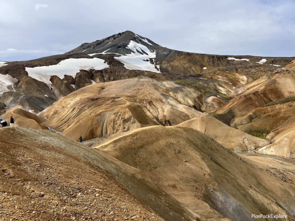 A view of paths and trails with built in steps of Hveradalir Geothermal valley, near Kerlingarfjoll, Iceland.