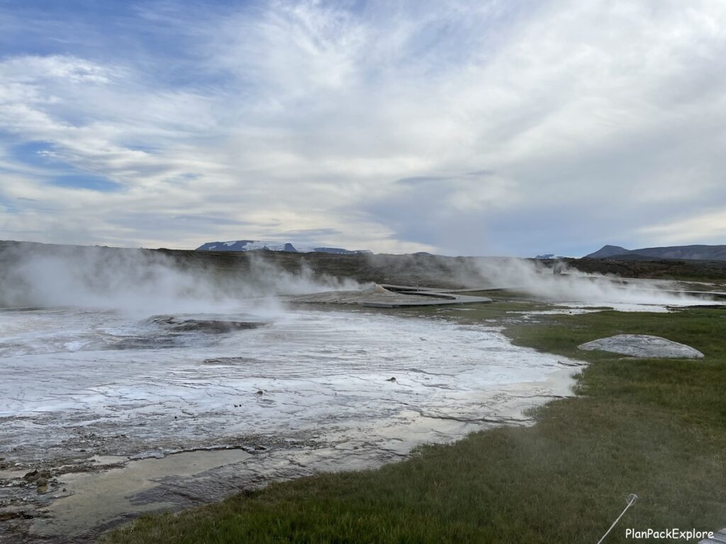 A steaming geothermal field of Hveravellir, Iceland.