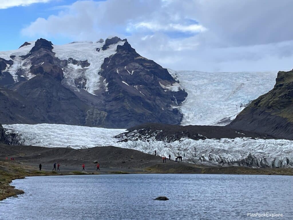 Svinafellsjokull glacier in Iceland - a closer view of the glacier with a small lagoon in front of it.
