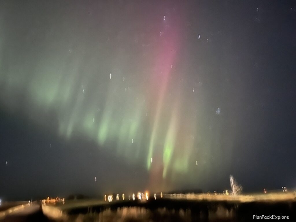 Green northern lights in Iceland.