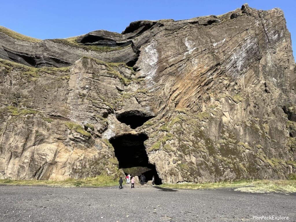 A cave in the mountain in Iceland, with an opening shaped like Yoda from Star Wars.