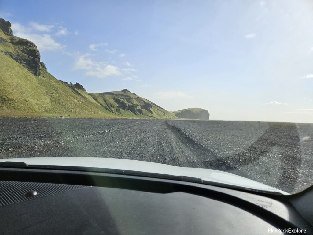 A gravel road leading to the Yoda Cave in Iceland.