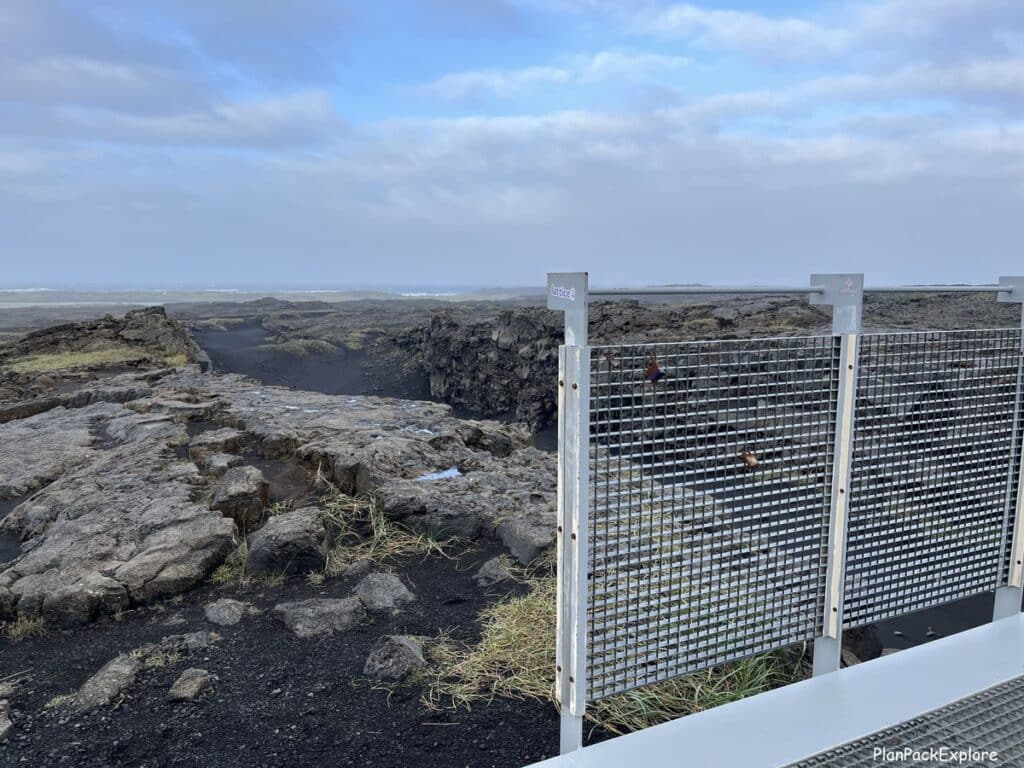 A view of the fissure at the bridge between continents on Reykjanes peninsula in Iceland.