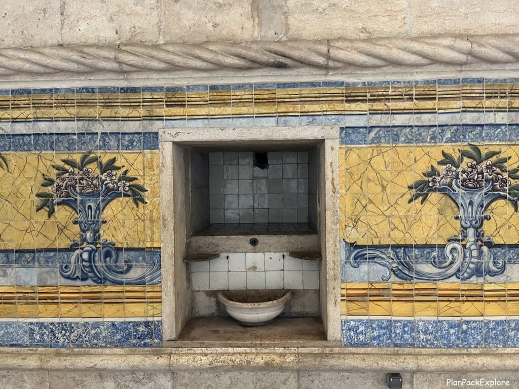 A view of the inside of the refectory with tiled walls in Jeronimos Monastery, in lisbon.