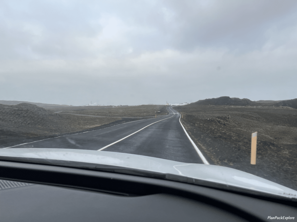 A paved road on Reykjanes peninsula in Iceland.