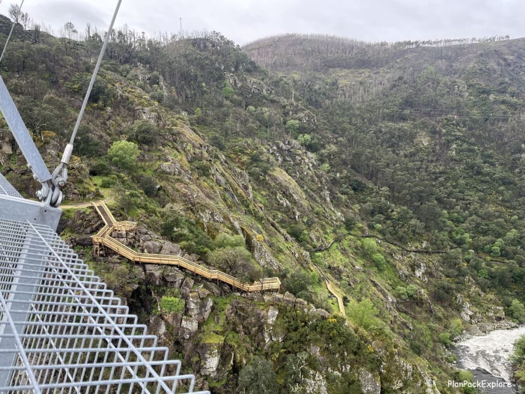 Wooden walkways along a gorge in Portugal, called Paiva Walkways.
