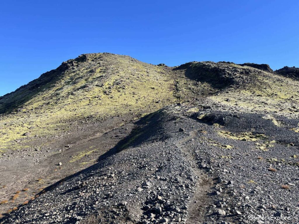 A gravel path leading to the top of Mount Laki in Iceland.