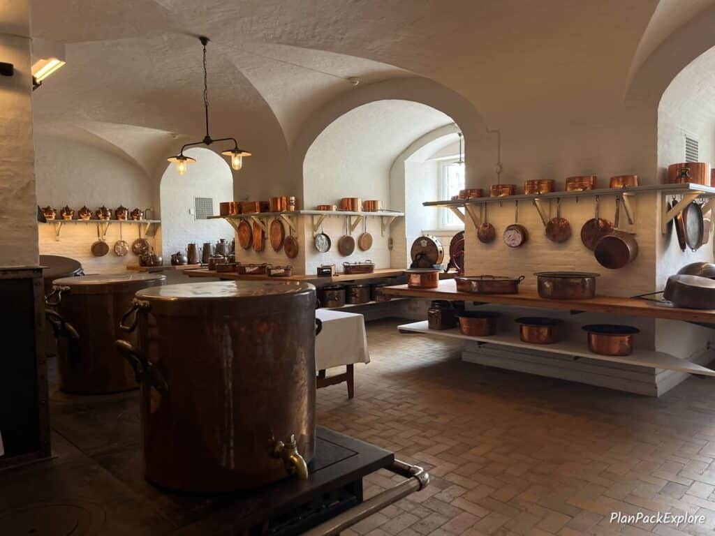 a historic kitchen in a palace in copenhagen.