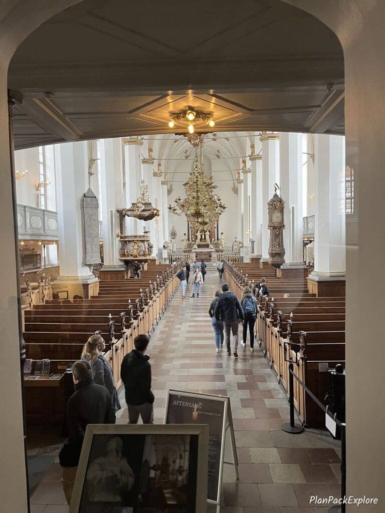 A view of the inside of the Trinity Church from the ramp at the Round Tower in Copenhagen.