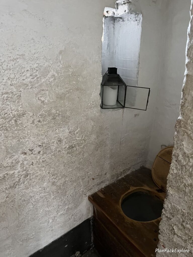An antique small bathroom at the Round Tower in Copenhagen.