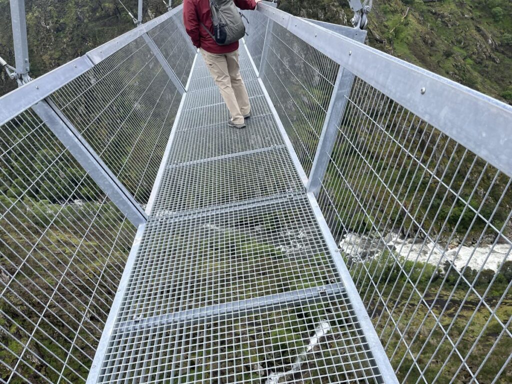 The floor of the steel suspension bridge called 516 Arouca Bridge in Portugal.