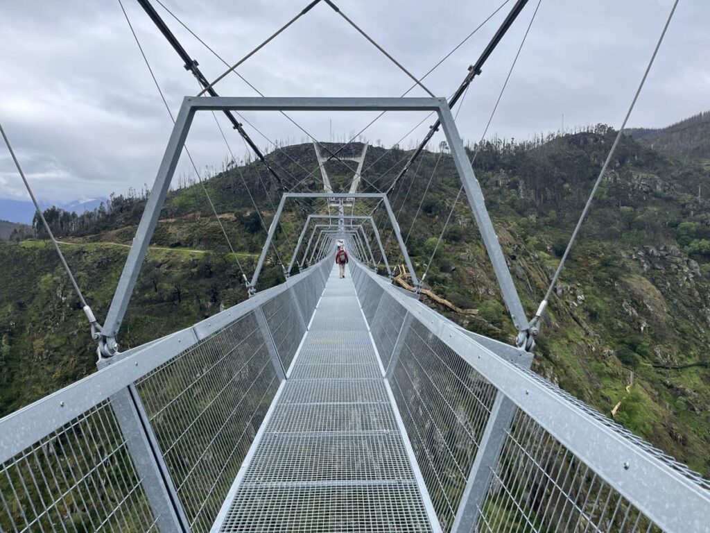 A steel suspension bridge called 516 Arouca Bridge in Portugal.
