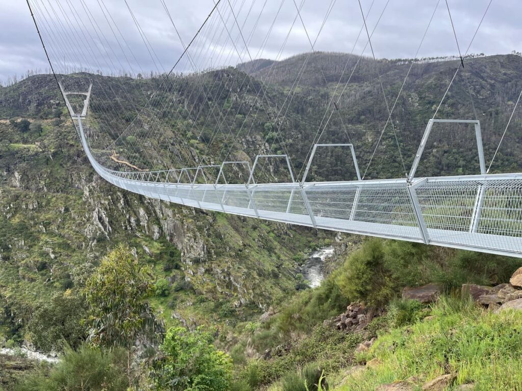 A steel suspension bridge called 516 Arouca Bridge in Portugal.