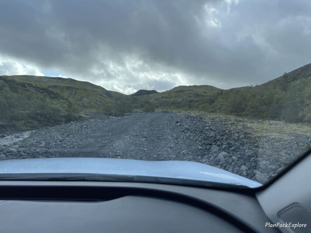 A narrow rocky access road in Thjorsardalur Valley Iceland.