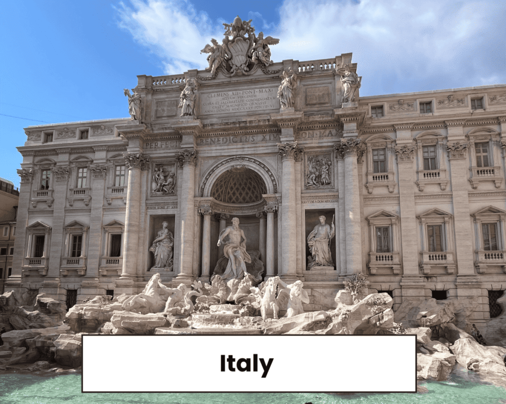 A cover photo for Italy Page, showing the Trevi Fountain in Rome