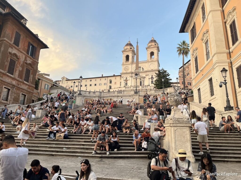 The famous stairs, also known as the Spanish Steps in Rome, Italy.