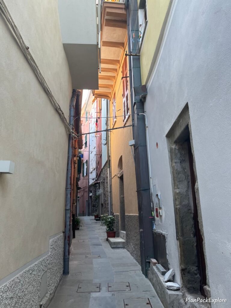 A narrow street in Manarola, Cinque Terre, Italy,