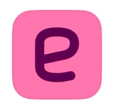 a pink square logo with the lowercase letter "e" for the EasyPark app in Iceland.