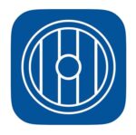 A dark blue square logo with a white circle and lines for a Kringum app in Iceland.