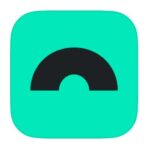 A square green logo with a black half circle for a Hopp app in Iceland.