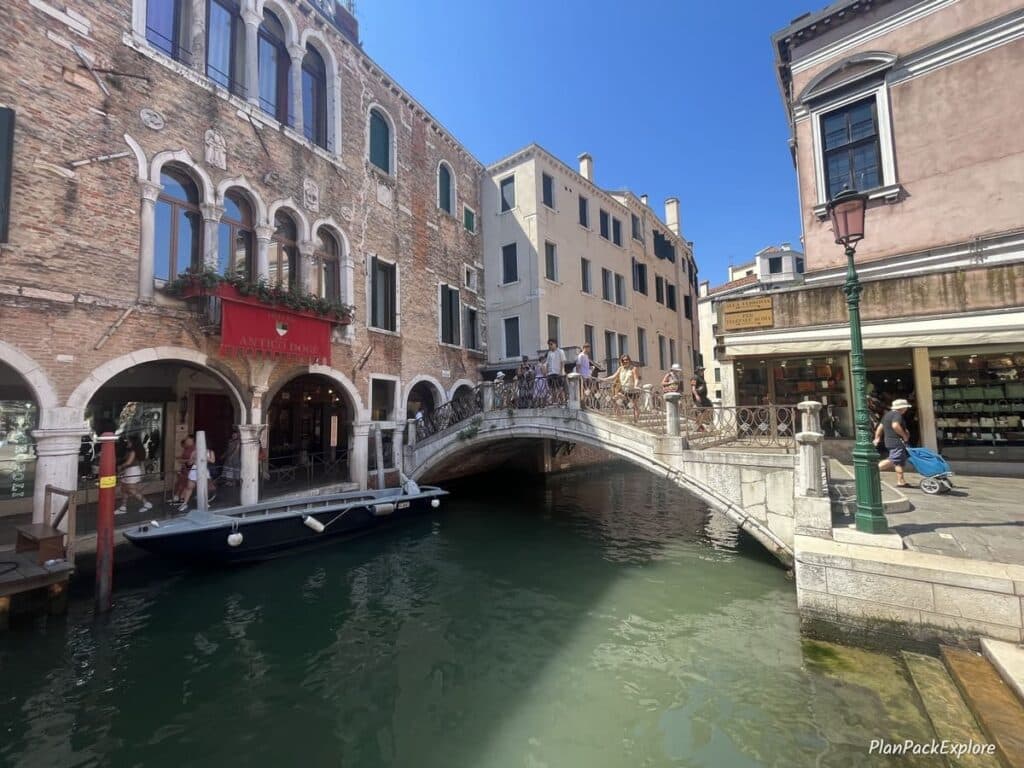 A bridge on the canal in Venice, Italy.