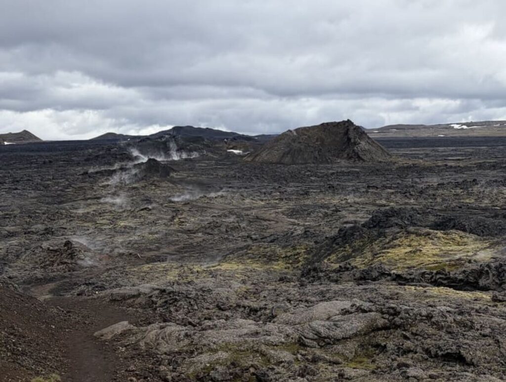 A steaming lava field near Lake Myvatn in Iceland.