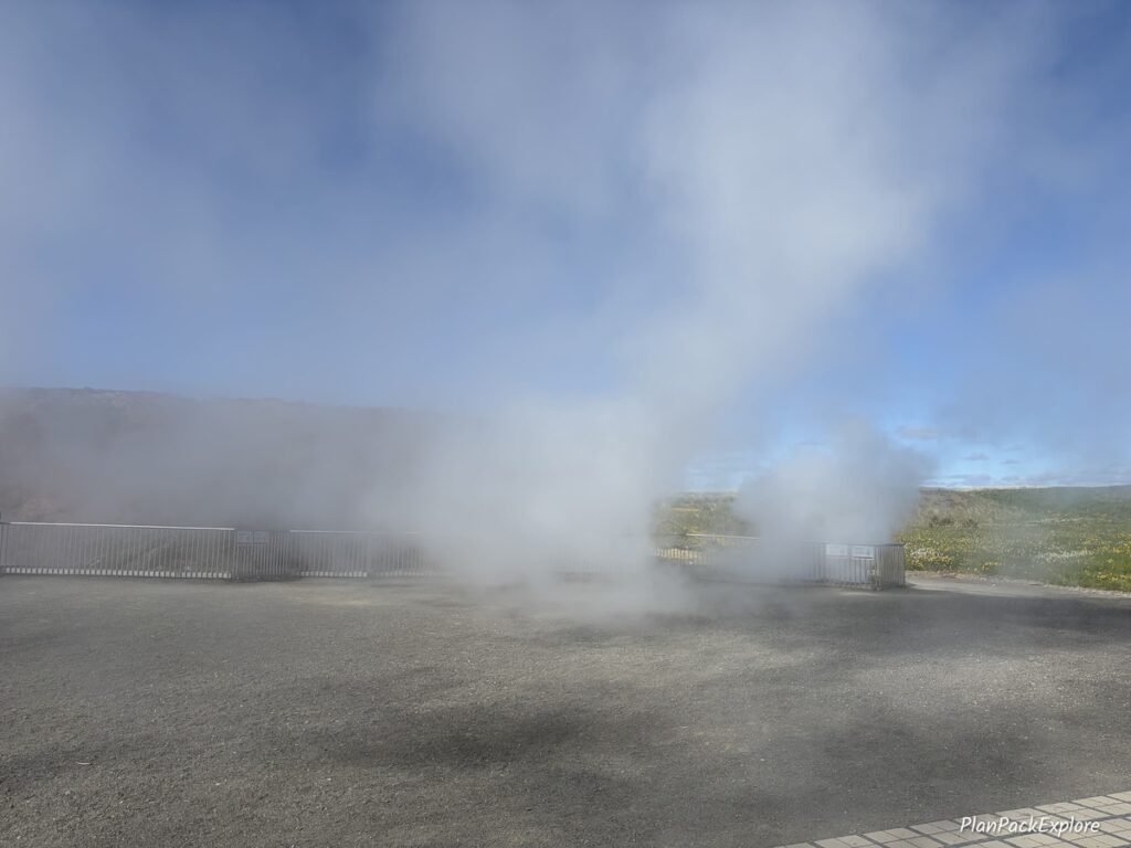A steaming hot spring called Deildartunguhver on the Silver Circle in Iceland.