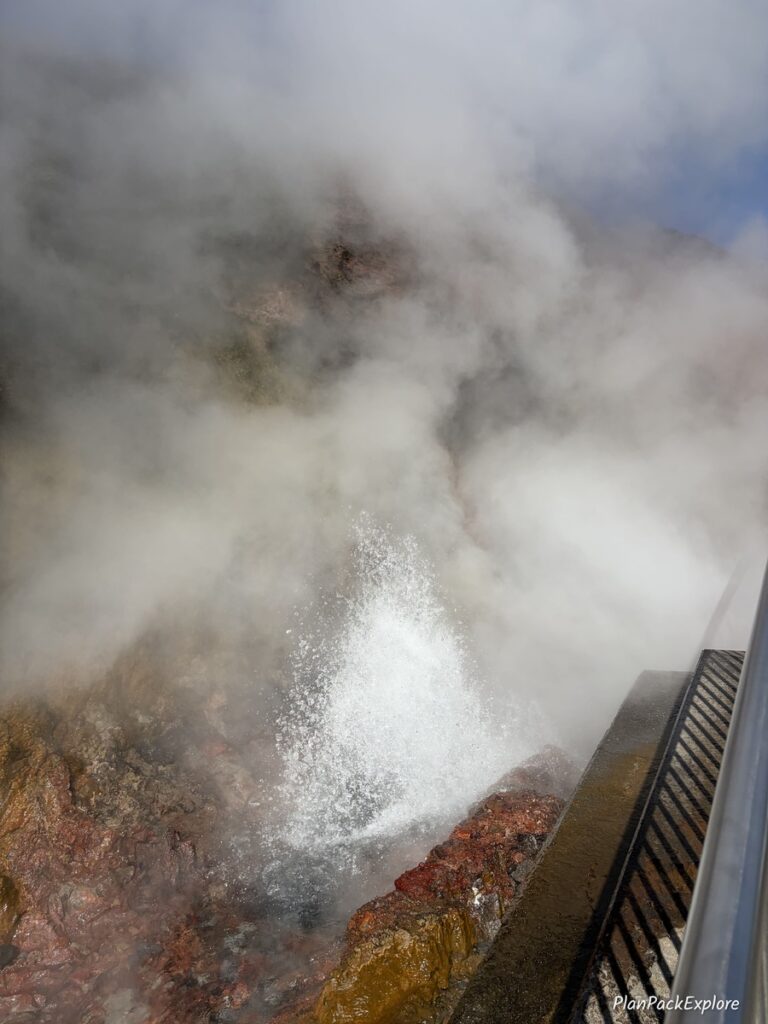 A bubbling steam pot of the Deildartunguhver on the Silver Circle in Iceland.